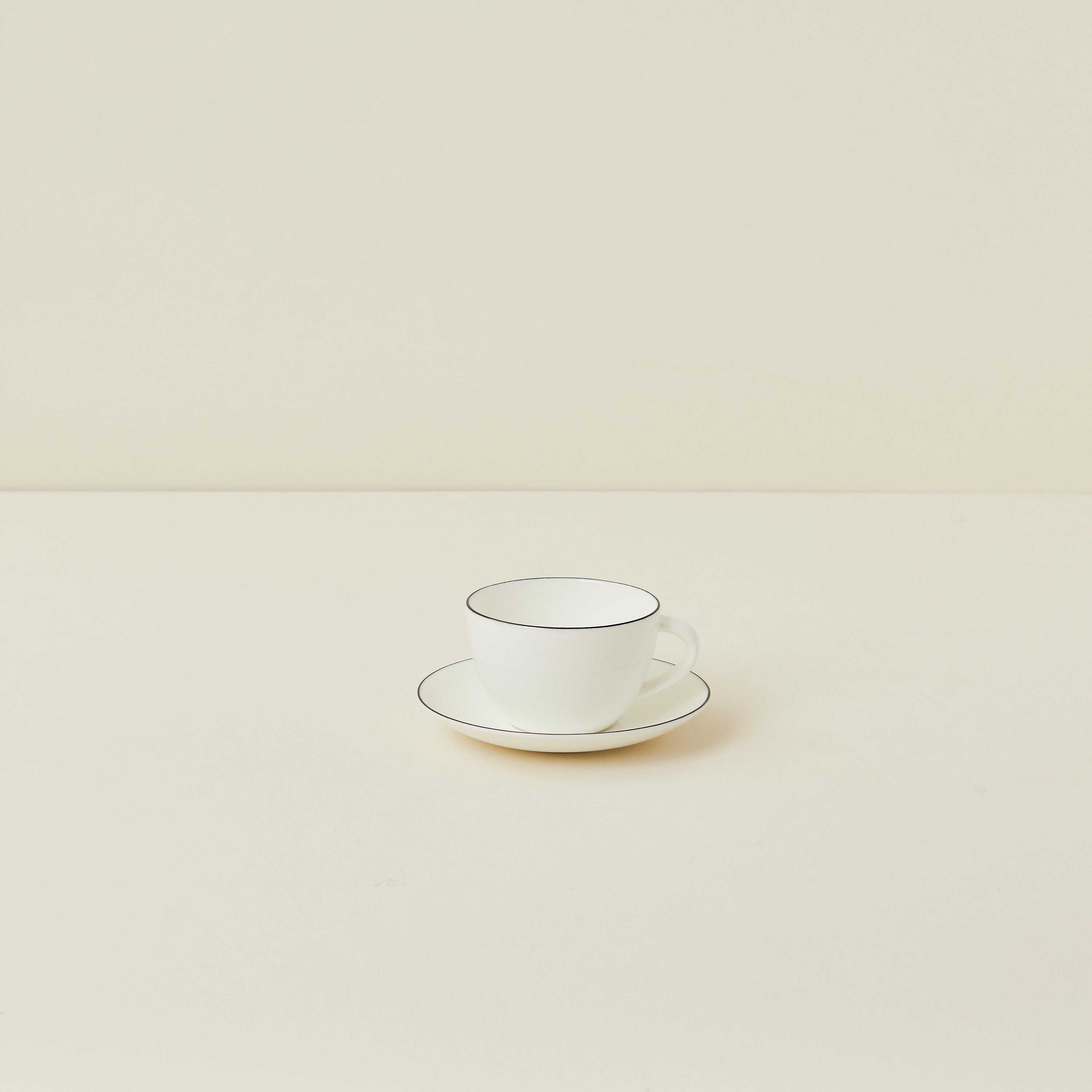 A Table Black Line Tea or Cappucino Cup and Saucer