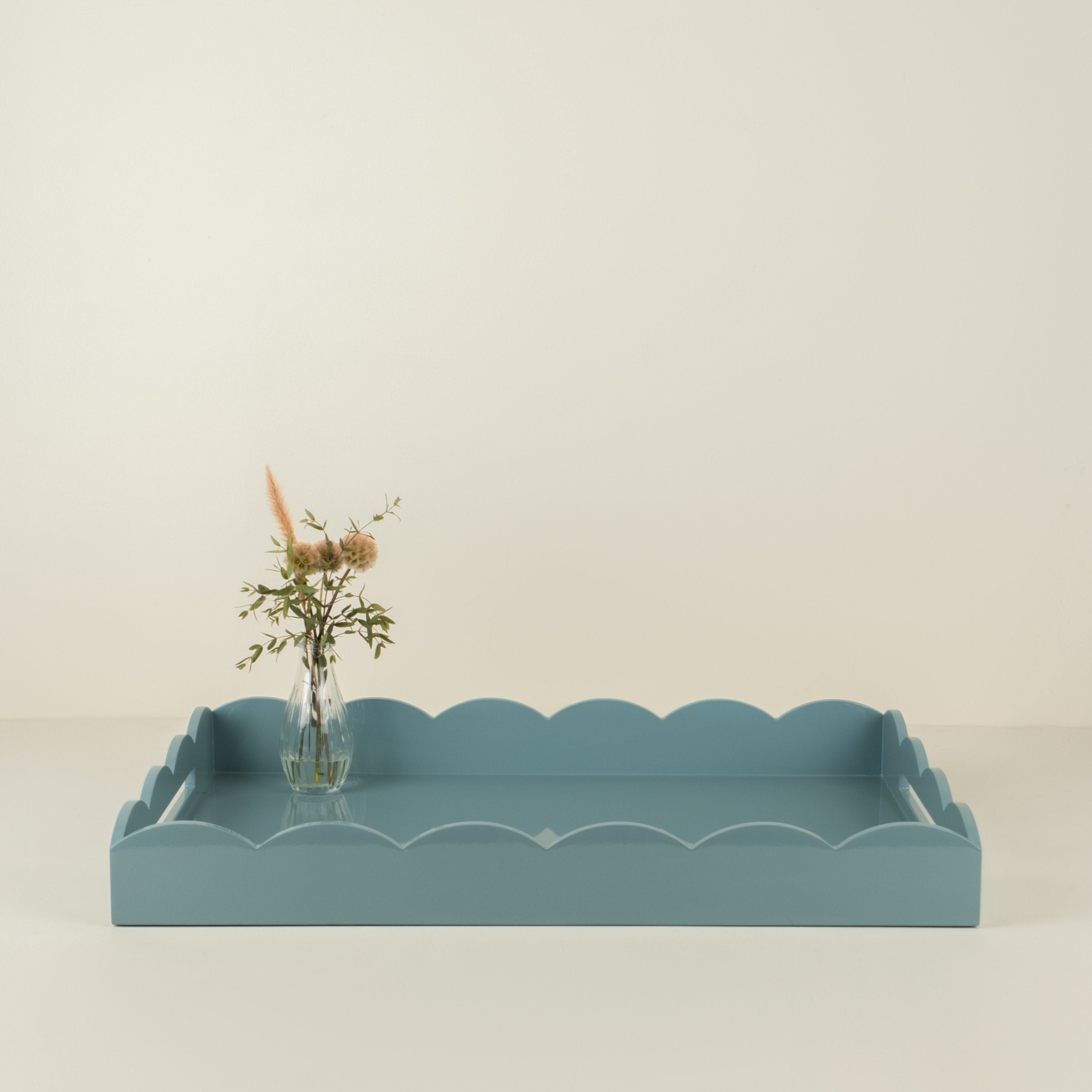 Large Chambray Lacquered Scallop Tray