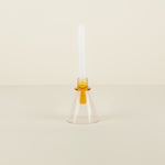 Amber/Pink Glass Candlestick