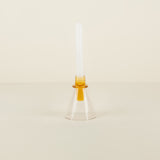 Amber/Pink Glass Candlestick