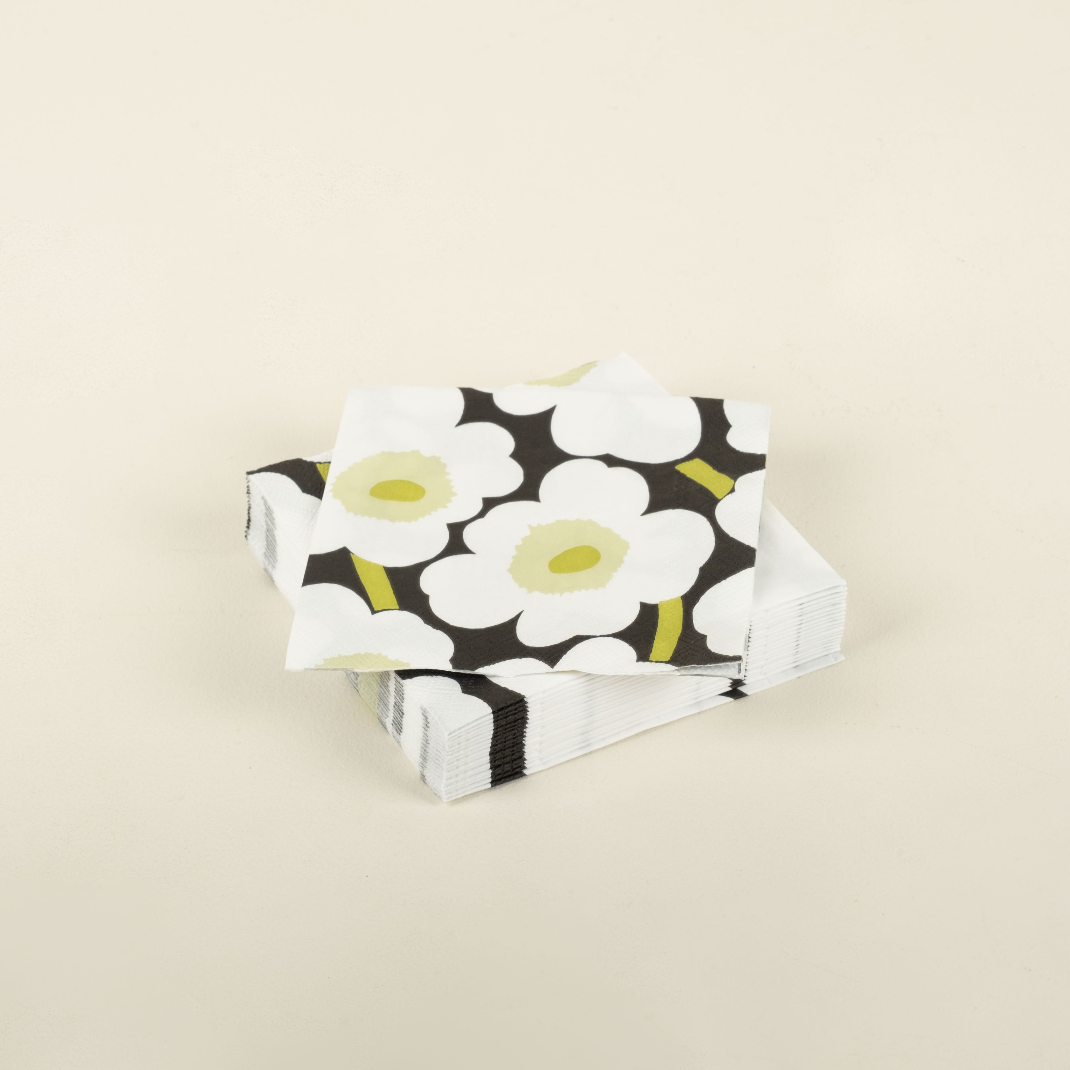 Black and Green Unikko Paper Cocktail Napkins