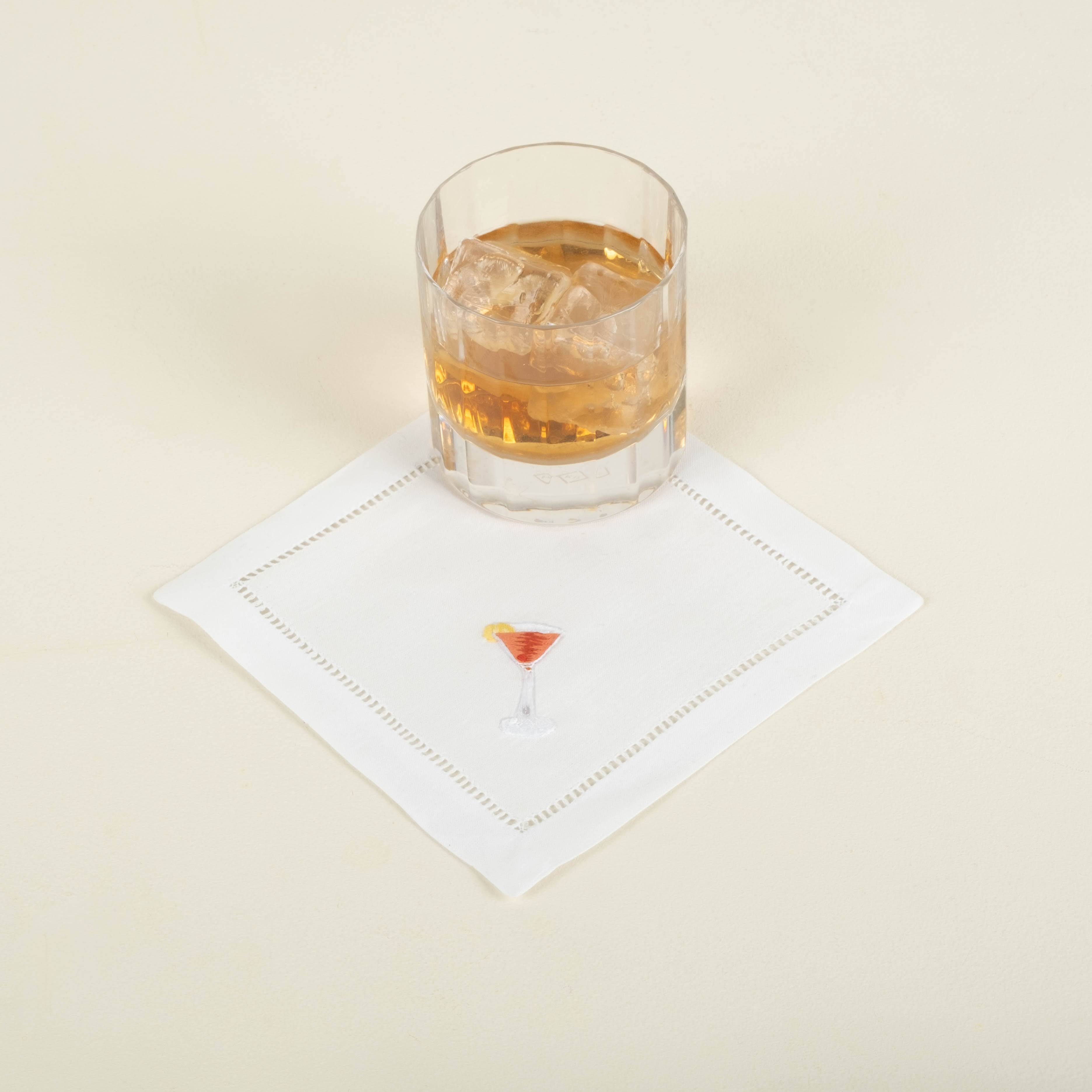 Classic Drinks Cocktail Napkins, Set/4