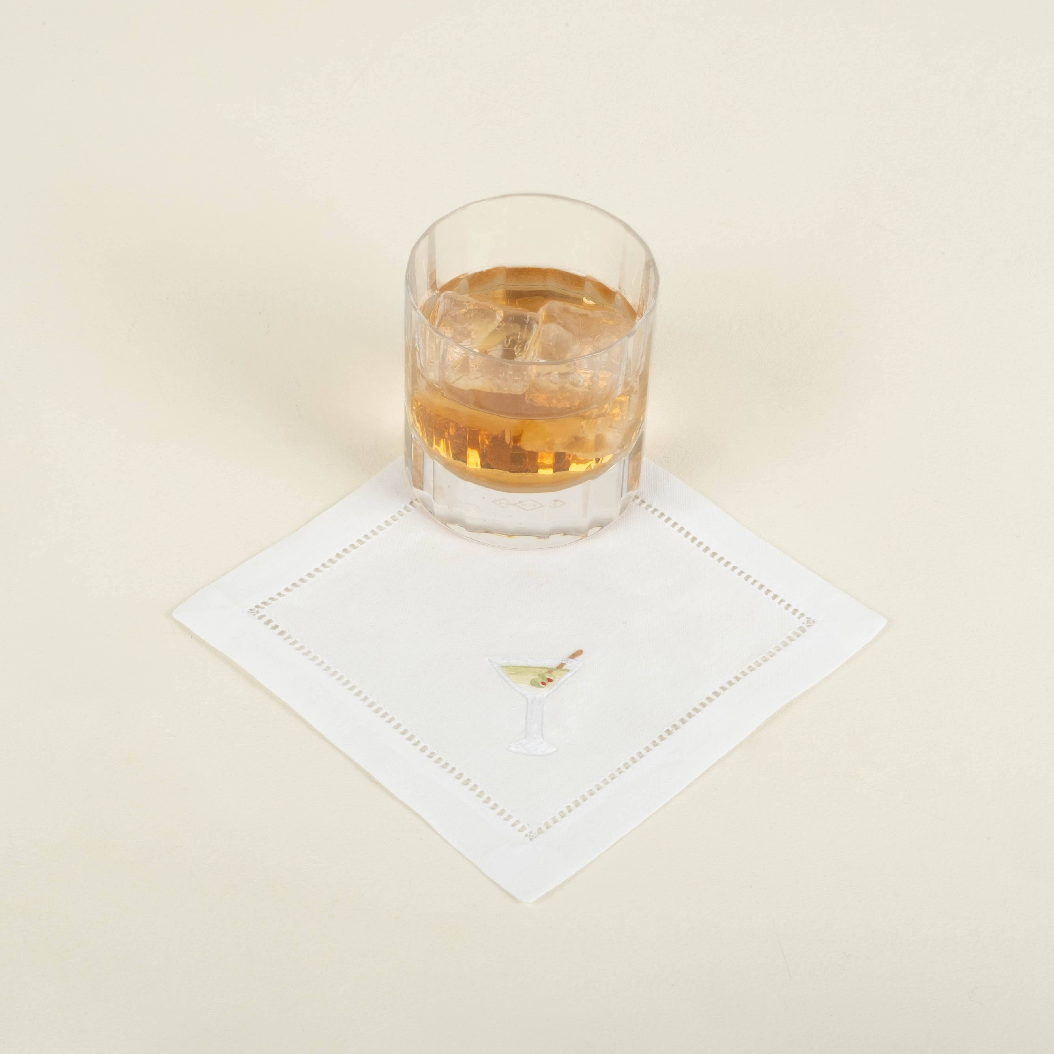 Classic Drinks Cocktail Napkins, Set/4