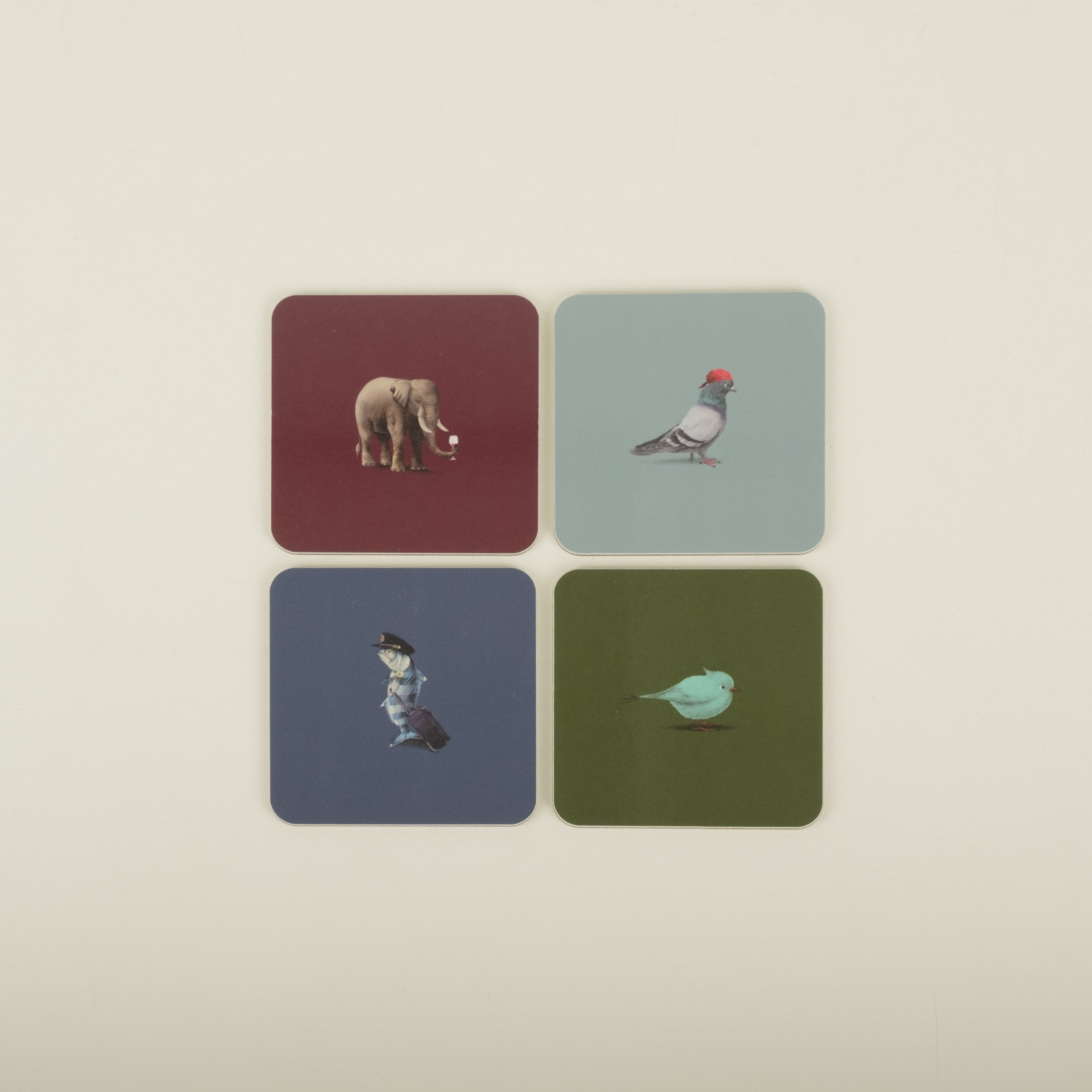 Creatures with Attitude Assorted Square Coasters, Set/4