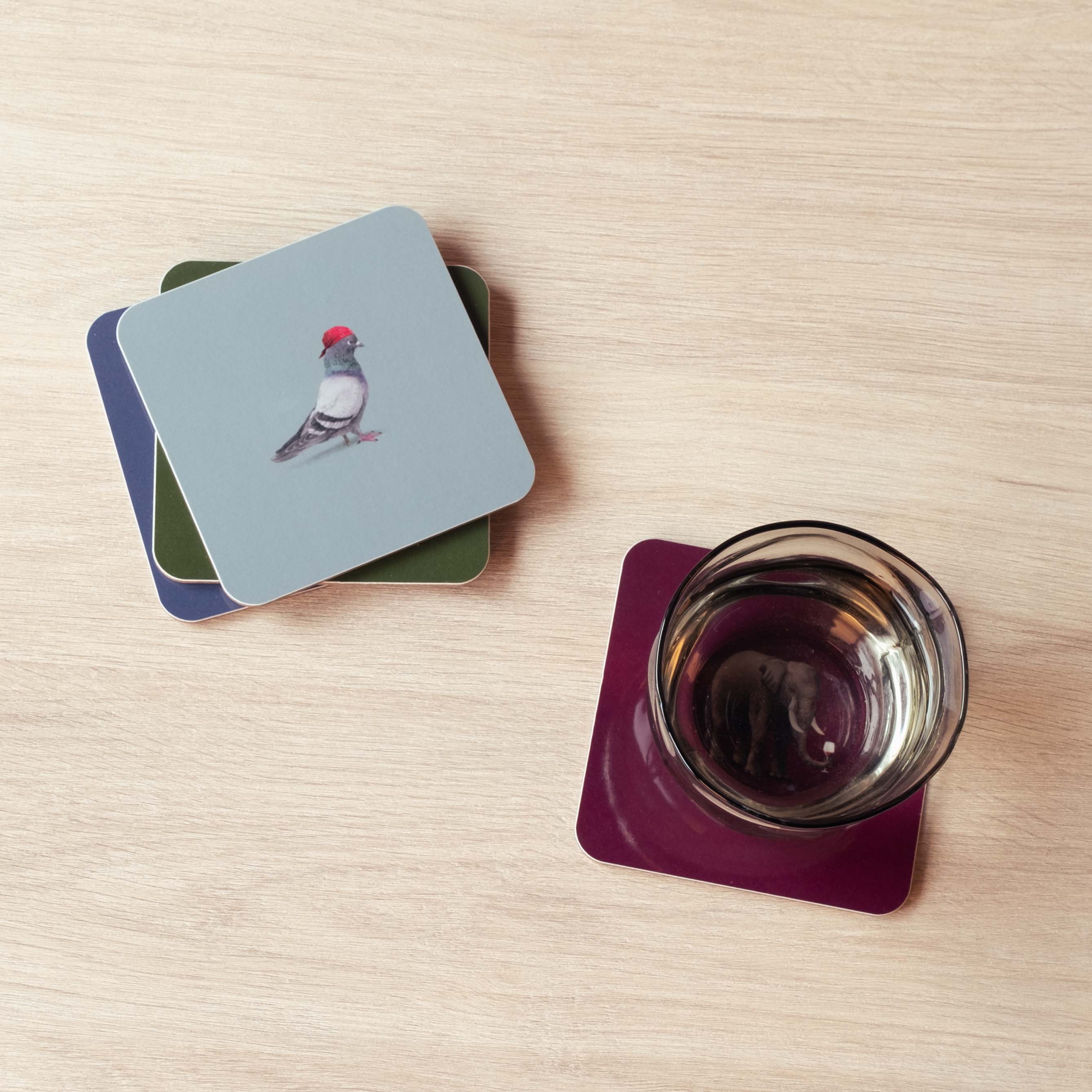 Creatures with Attitude Assorted Square Coasters, Set/4