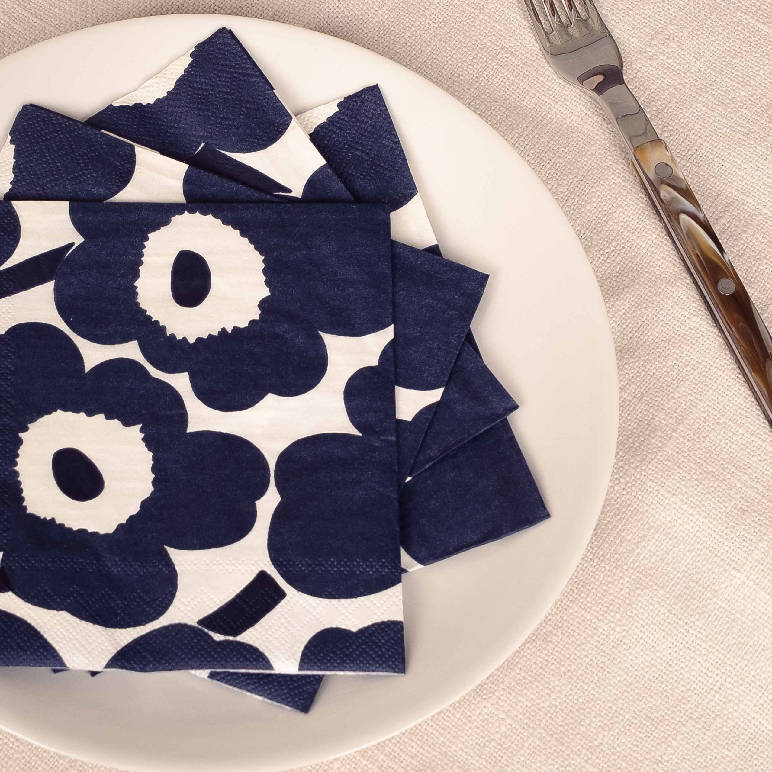 Dark Blue Unikko Paper Napkins Lifestyle