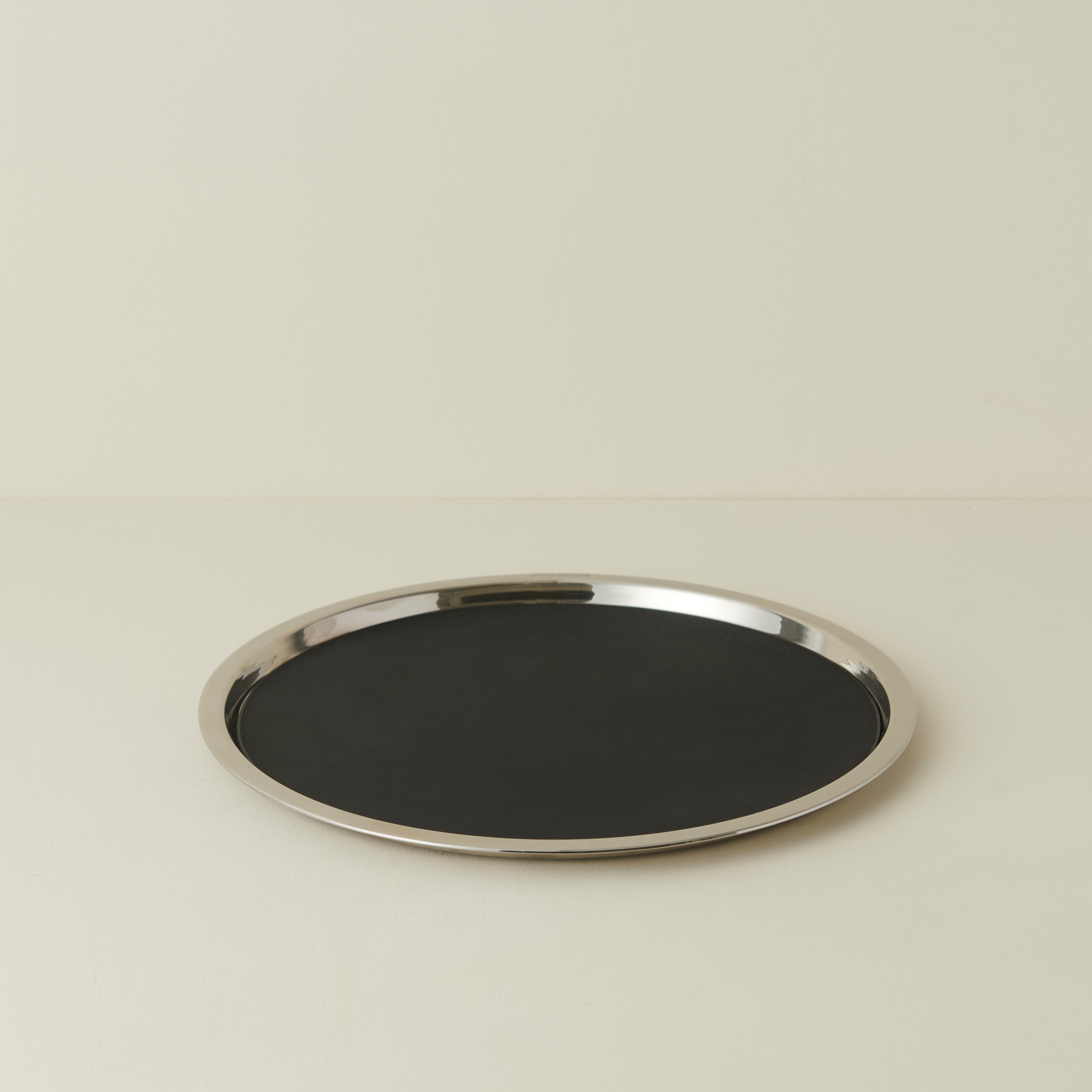 Round Stainless Steel Tray with Nonslip Mat