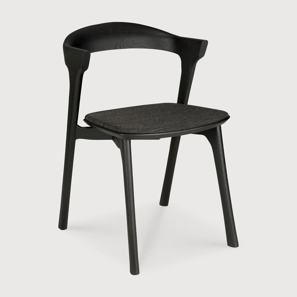 Bok Dining Chair, Varnished Oak, Black, Soft Black Fabric