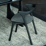 Bok Dining Chair, Varnished Oak, Black, Soft Black Fabric
