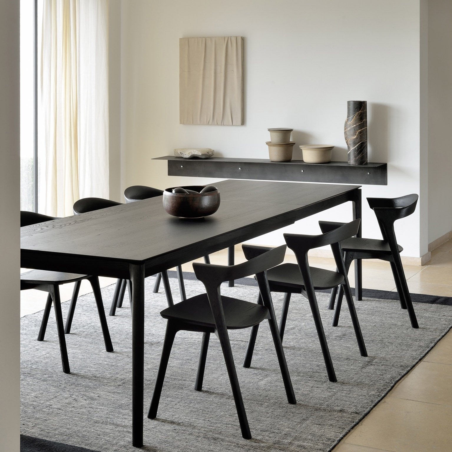Bok Extendable Dining Table, Varnished Oak, Brown 78.5/118"
