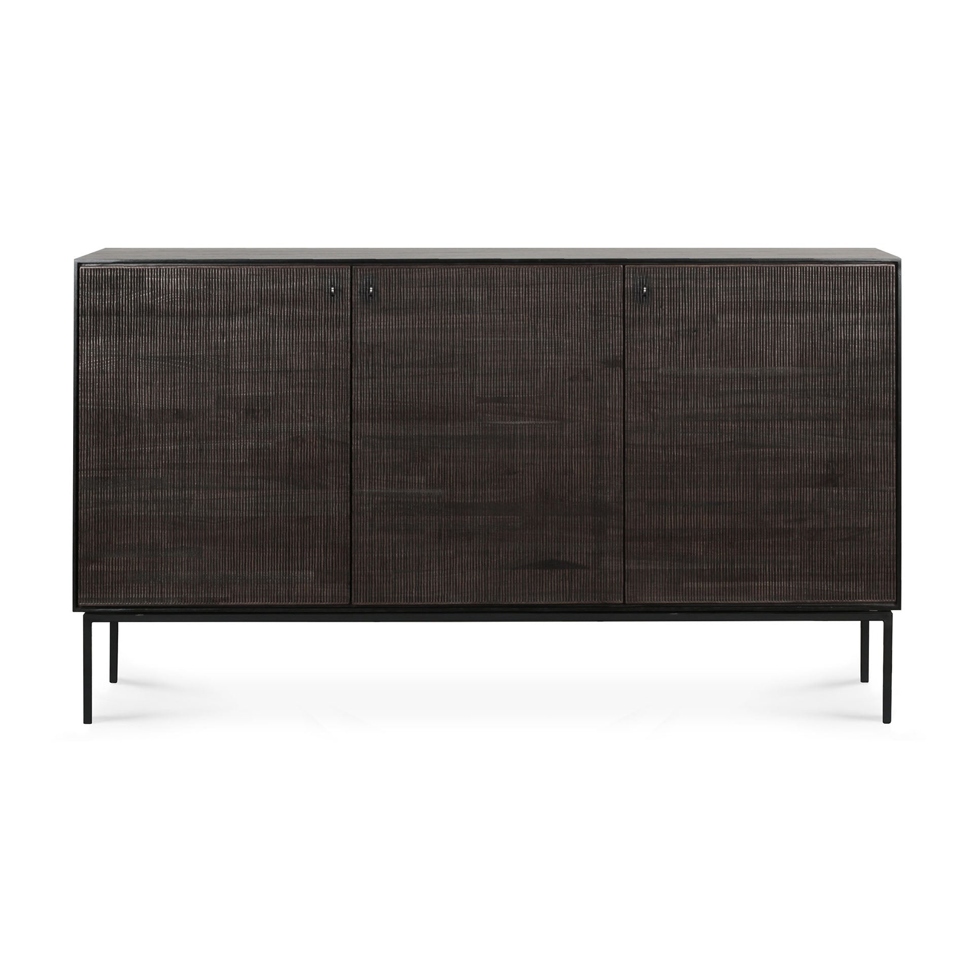 Grooves Sideboard, Teak Black, 3 Doors