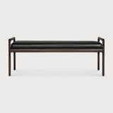 Jack Bench, Varnished Mahogany, Dark Brown, Black Leather