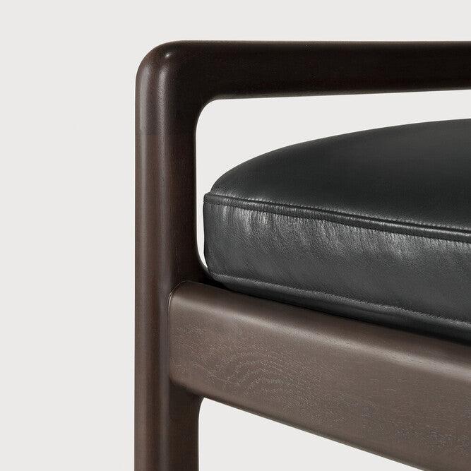 Jack Bench, Varnished Mahogany, Dark Brown, Black Leather