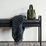 Jack Bench, Varnished Mahogany, Dark Brown, Black Leather