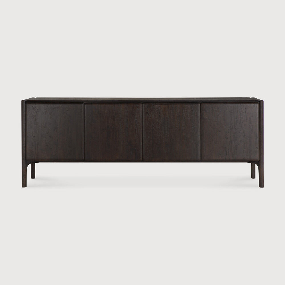 Pi Sideboard, Varnished Teak, Dark Brown, 4 Doors