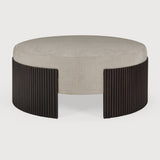 Roller Max Pouf, Varnished Mahogany, Dark Brown, Rice Fabric