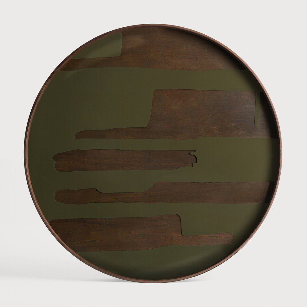 Second Nature XL Round Glass Tray, Moss