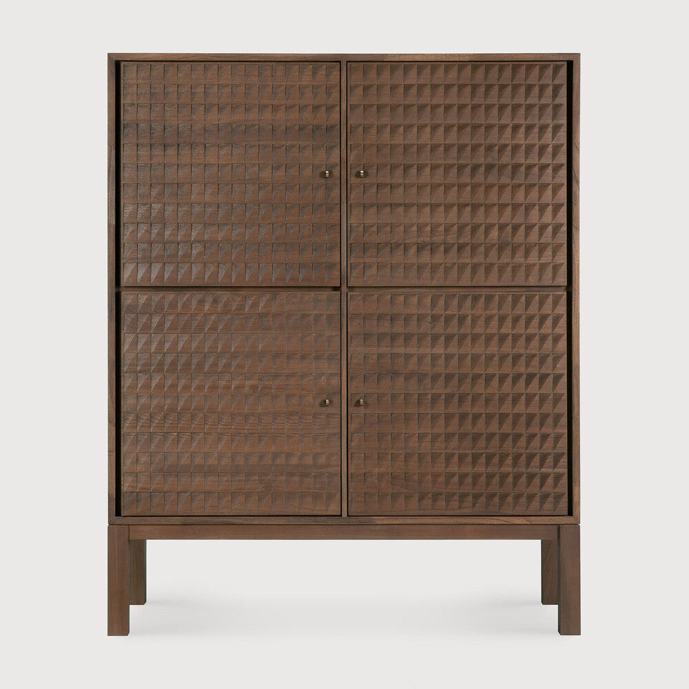 Sono Cupboard, Varnished Teak, Light Brown, 4 Doors