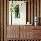 Sono Sideboard, Varnished Teak, Light Brown, 3 Doors, 3 Drawers