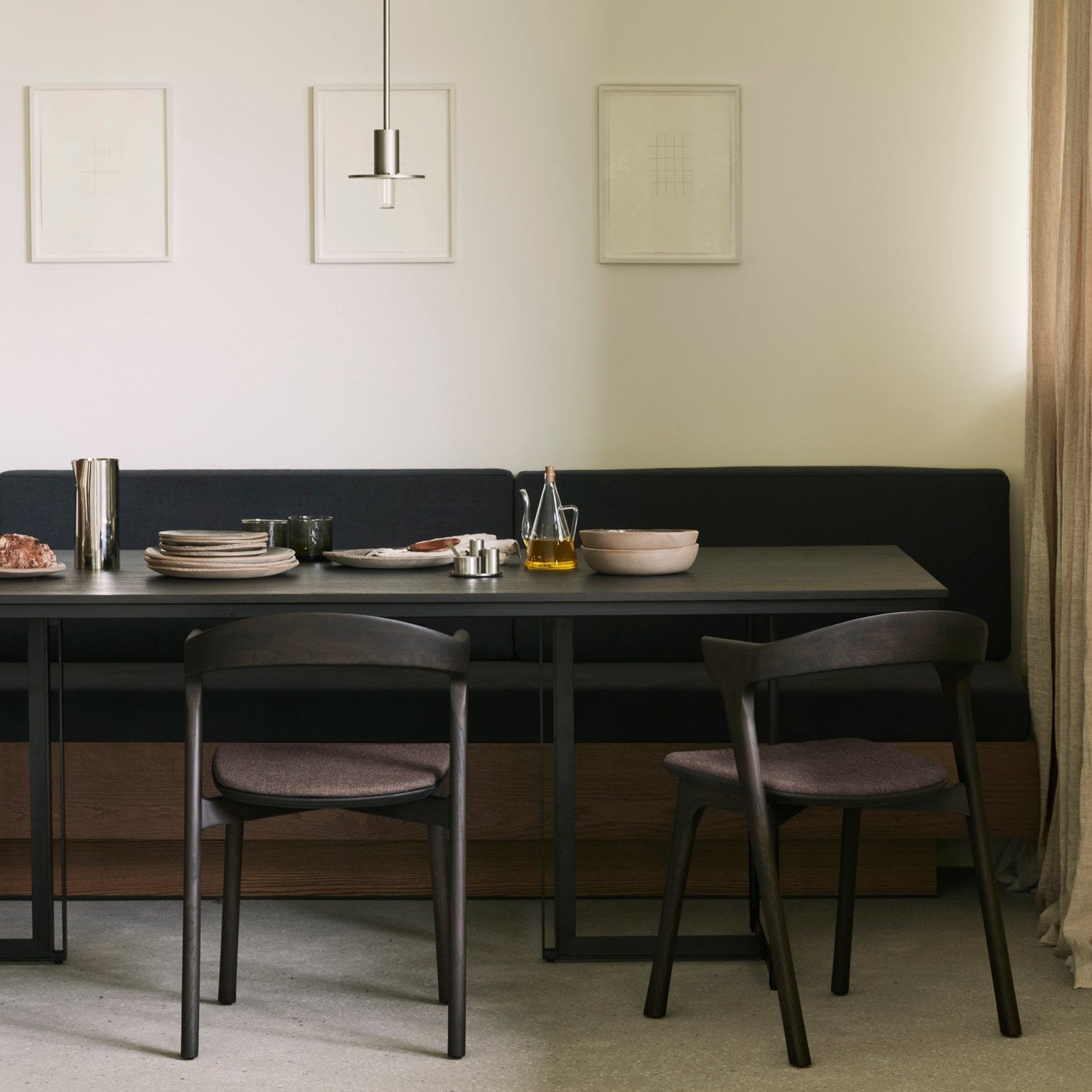 Tacet Dining Table, Varnished Teak, Dark Brown 78.5"