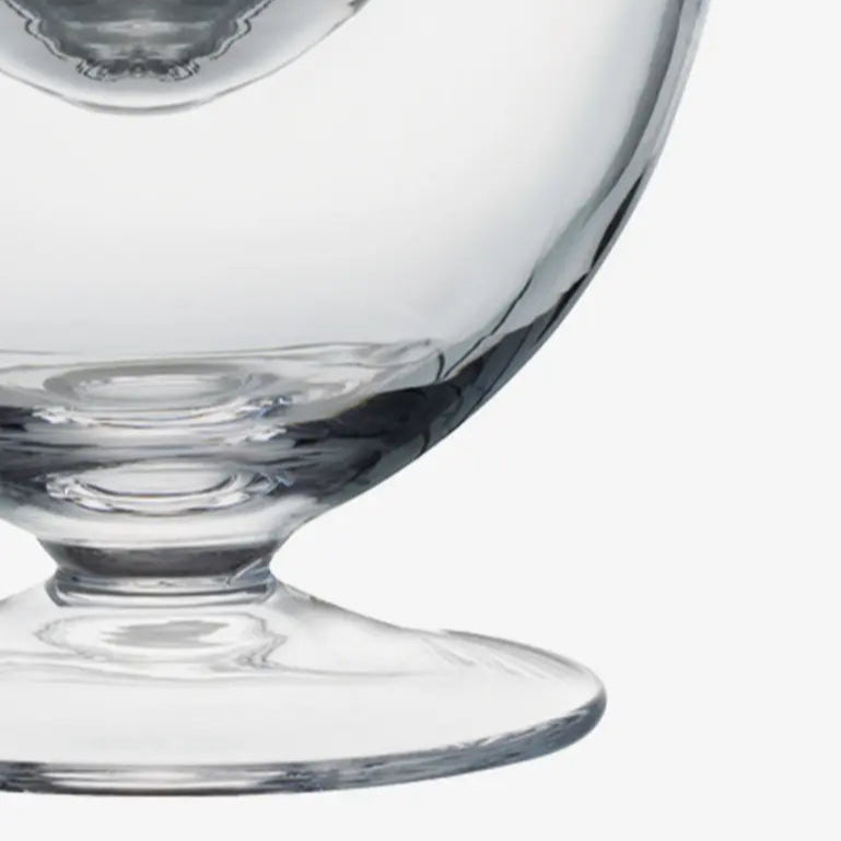 Close-up of a clear glass bowl on a white background