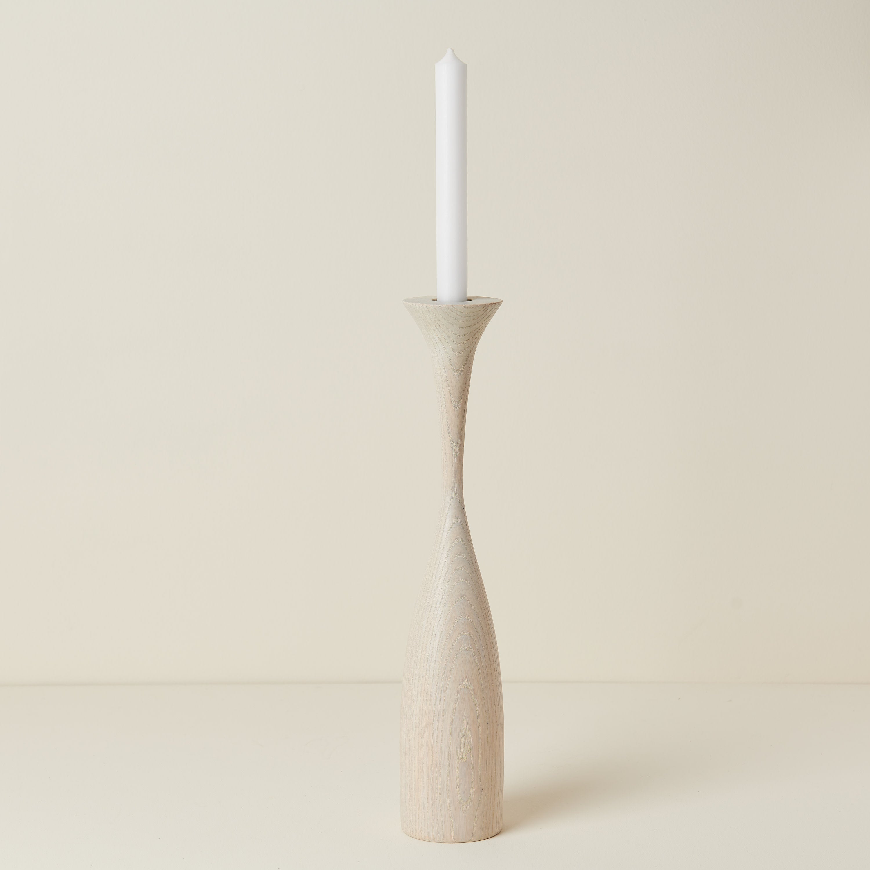 Lily Tall Pickled Ash Candlestick