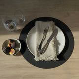 Nupo Round Recycled Leather Placemat, Black