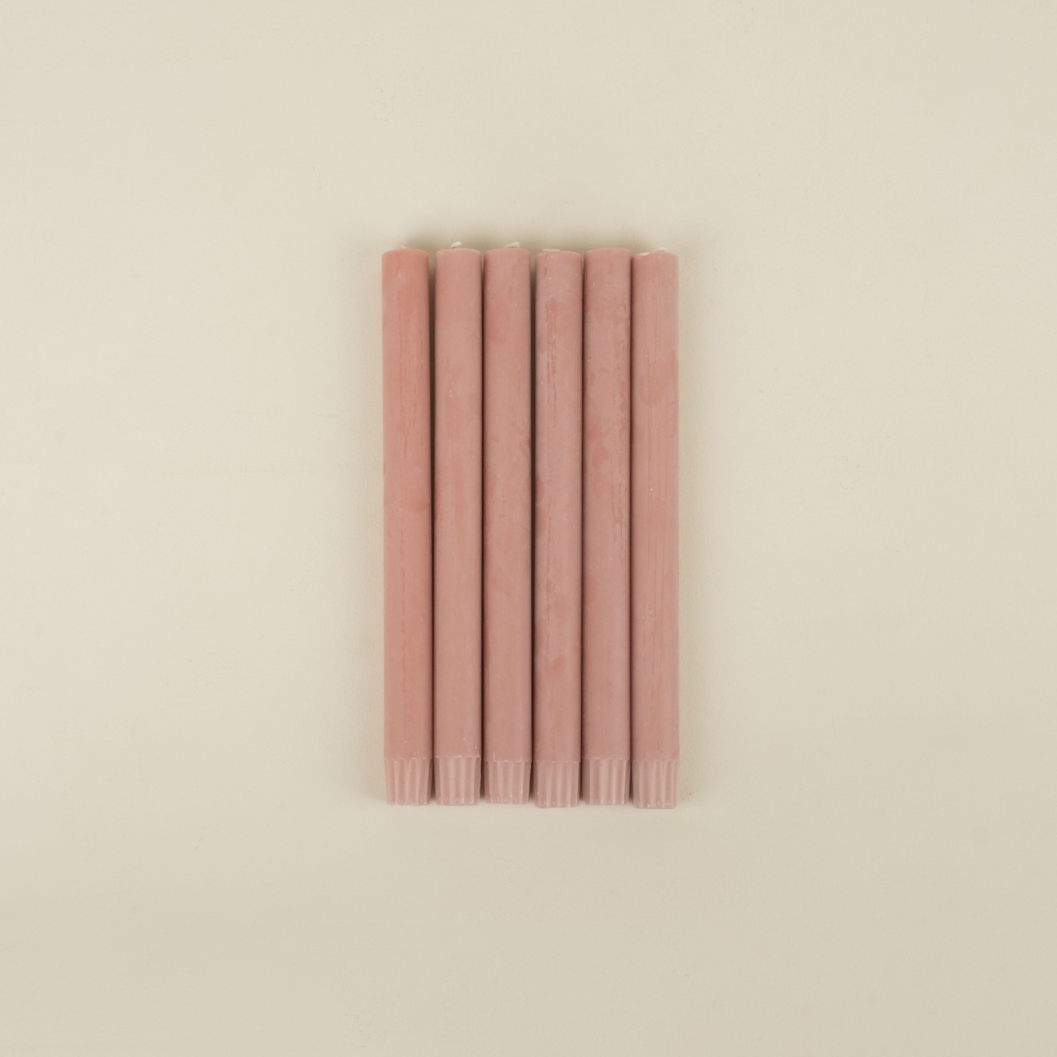 Set of 6 Solid Dinner Candles, Rose