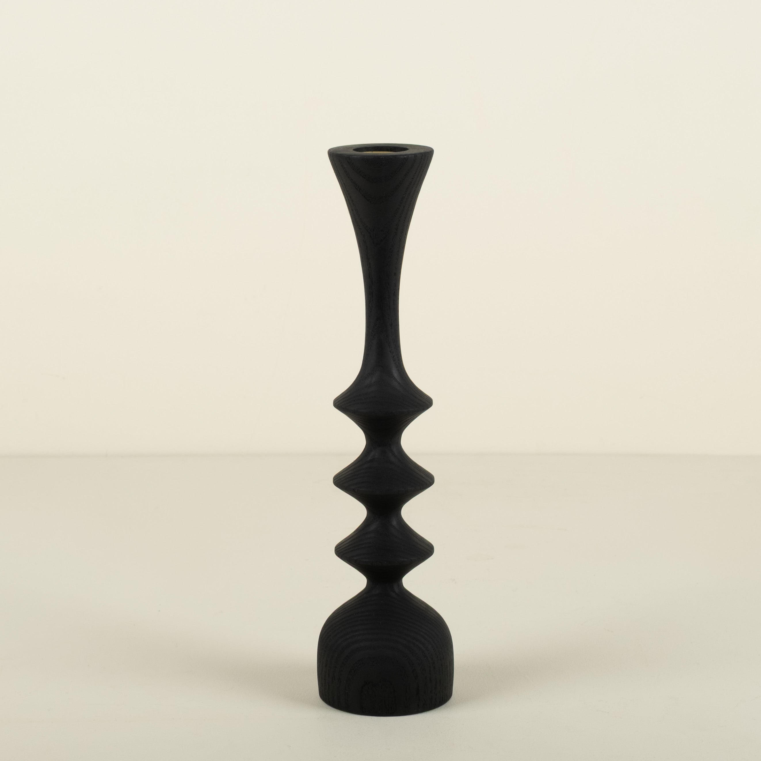 Spool Small Ebonized Ash Candlestick 1