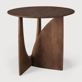 Teak Geometric Brown Side Table
