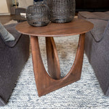 FLOOR SAMPLE | Floor Model Teak Geometric Brown Side Table