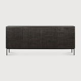 Grooves Sideboard, Teak Black, 4 Doors