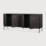 Grooves Sideboard, Teak Black, 4 Doors