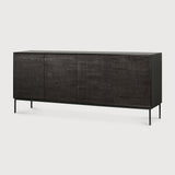Grooves Sideboard, Teak Black, 4 Doors