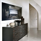 Grooves Sideboard, Teak Black, 4 Doors