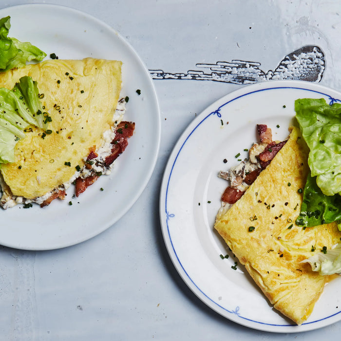 Omelet with Bacon, Mushrooms, and Ricotta