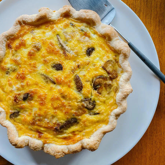 Mushroom, Leek + Aged Cheddar Quiche