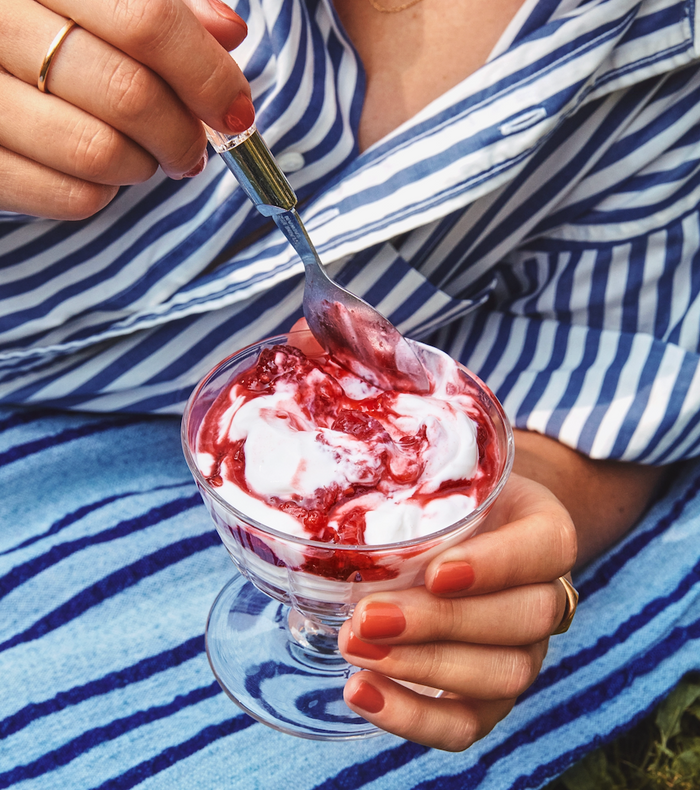 Crushed Raspberries in Cream