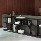 Geometric Sofa Console, Teak Dark Brown