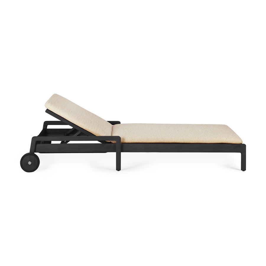 Jack Adjustable Lounger, Black with Natural Cushions