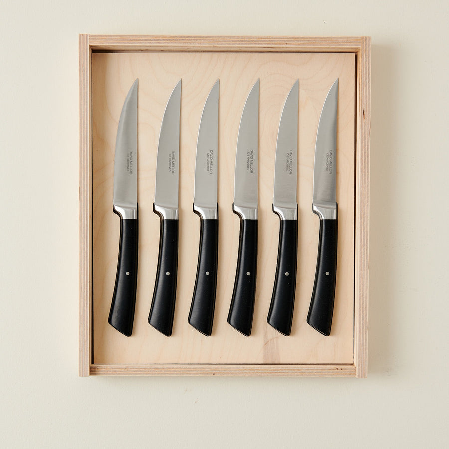 Black Handle Steak Knives Set/6
