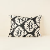 Silk Ikat Lumbar Pillow, Black/Cream