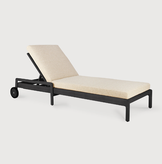 FLOOR SAMPLE Jack Adjustable Lounger, Black with Natural Cushions