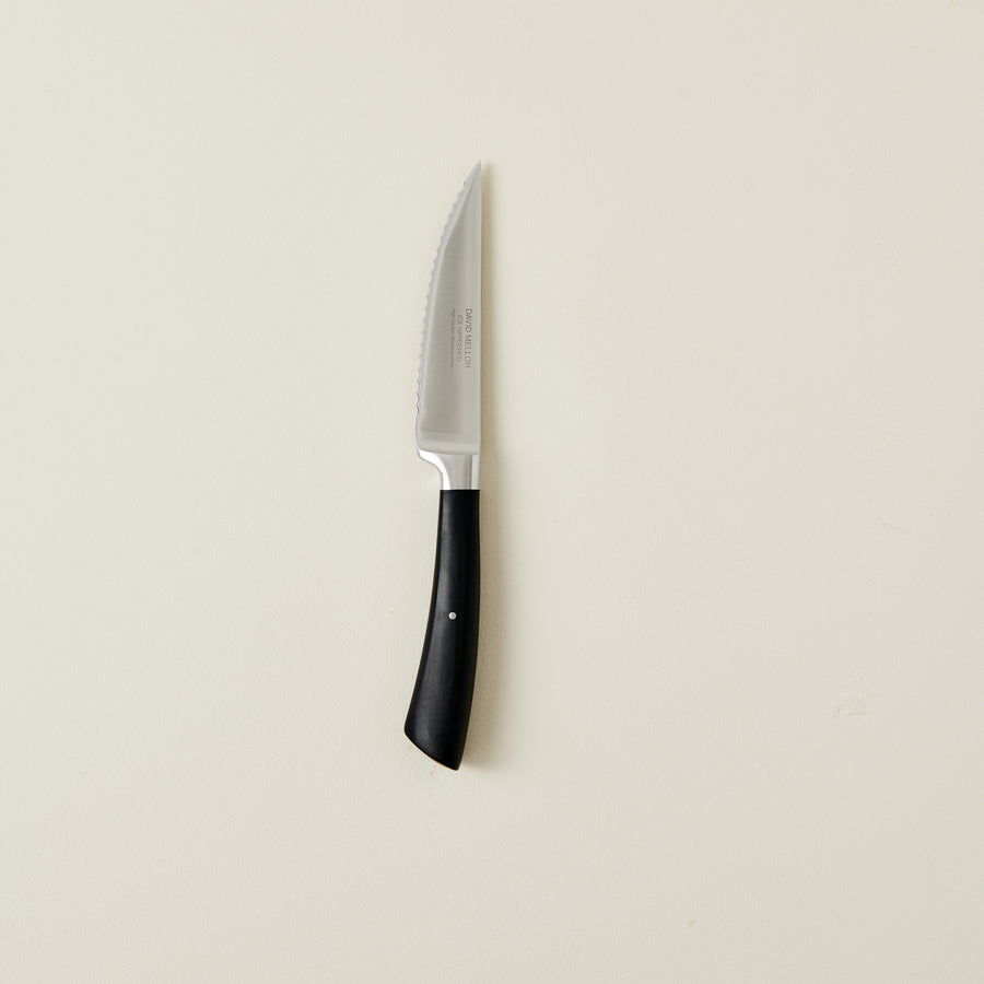 Black Handle Serrated Vegetable Knife, 12 cm