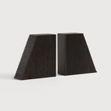Grooves Solid Mahogany Bookends Set/2