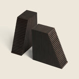 Grooves Solid Mahogany Bookends Set/2