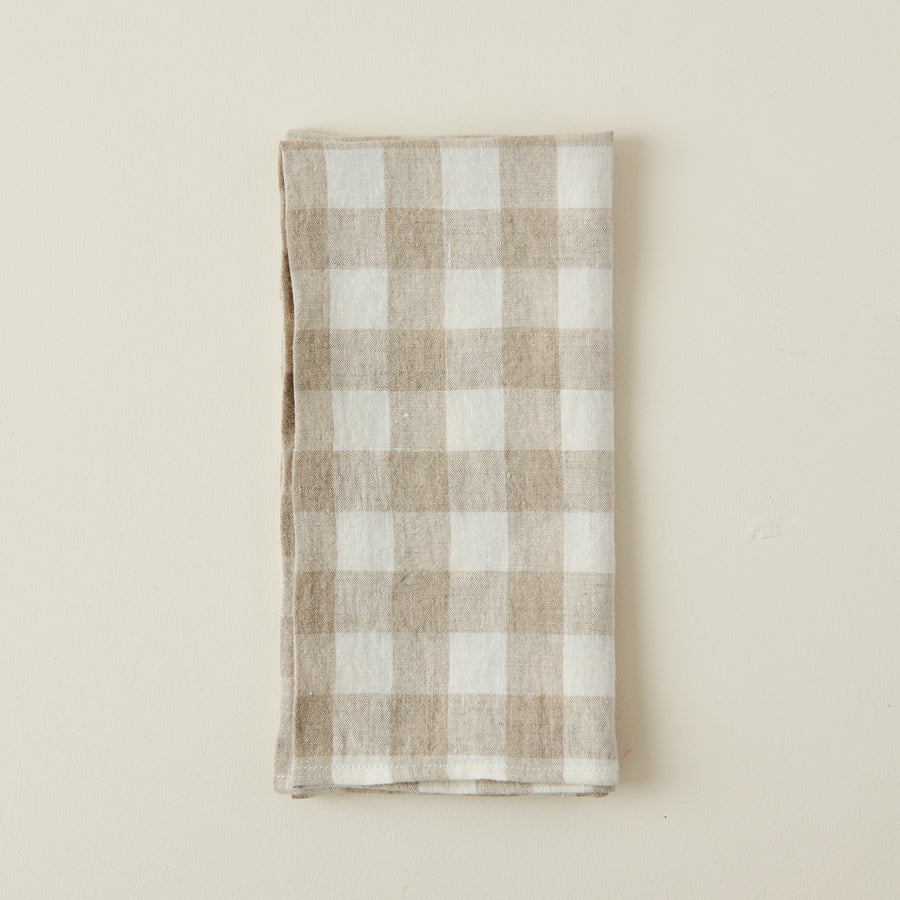 Tuile Check Napkins Ivory/Taupe