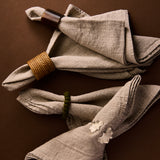 Set of 2 Black Marble Horn Napkin Rings