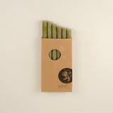 Set of 6 Solid Dinner Candles, Olive