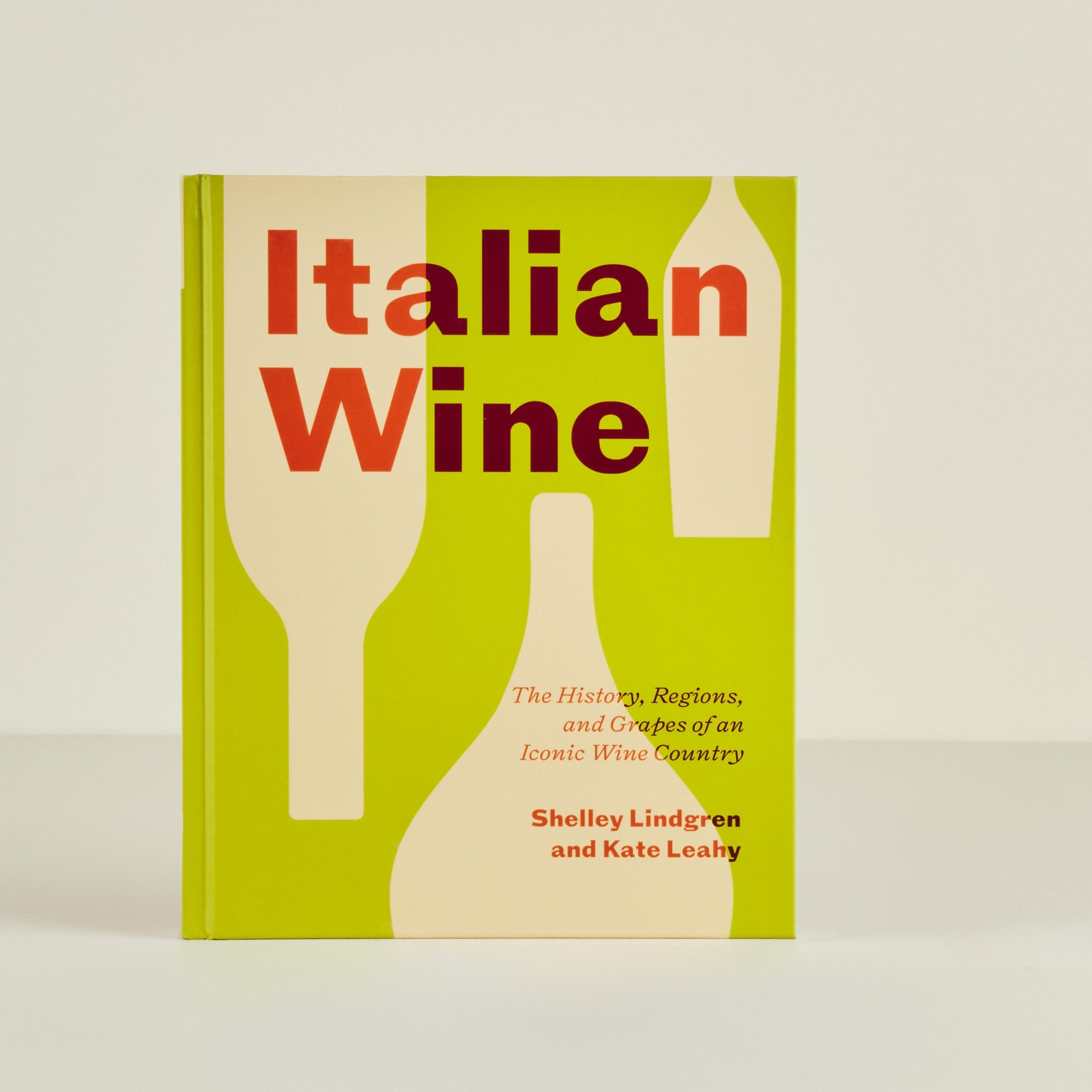 Book titled 'Italian Wine' with green cover and red text on a white background